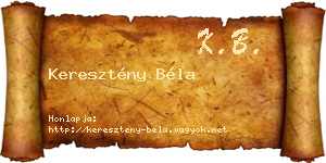 Keresztény Béla névjegykártya